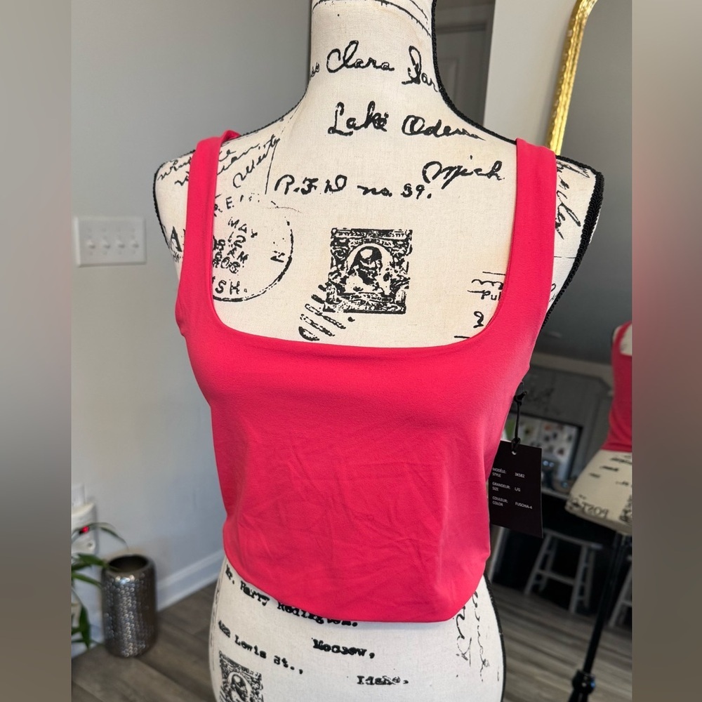 Hot Pink Sleeveless Fitted Crop Tank Top